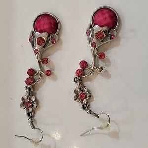 Pink flower earrings